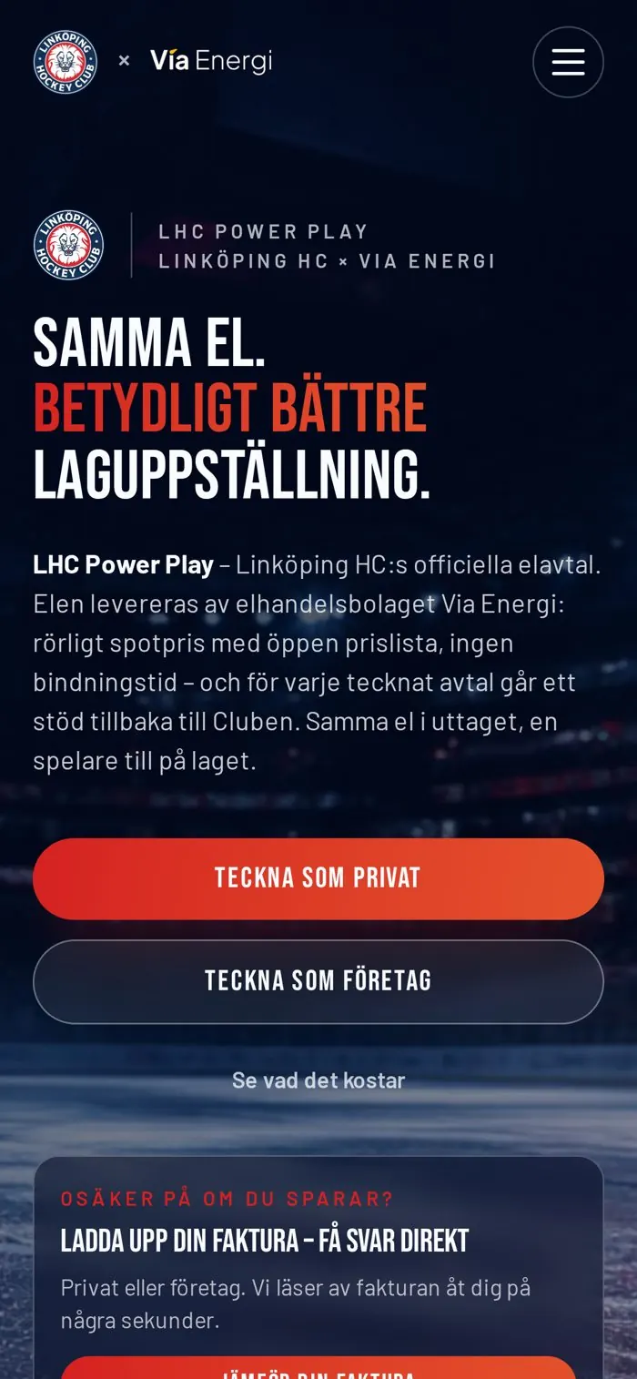 Mobil vy av teckningsresan för LHC Power Play
